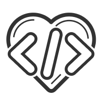 A silhouette of a heart with tag symbols overlaid.