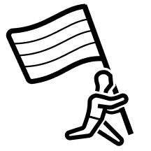 A figure leading the way, waving a flag for others to follow.